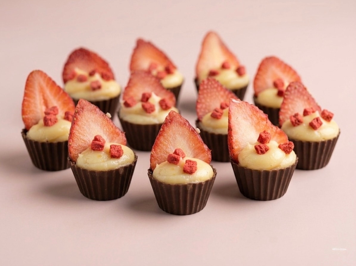 Strawberry & white chocolate cups