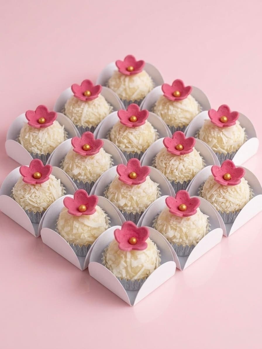 Coconut with pink blossom toppers