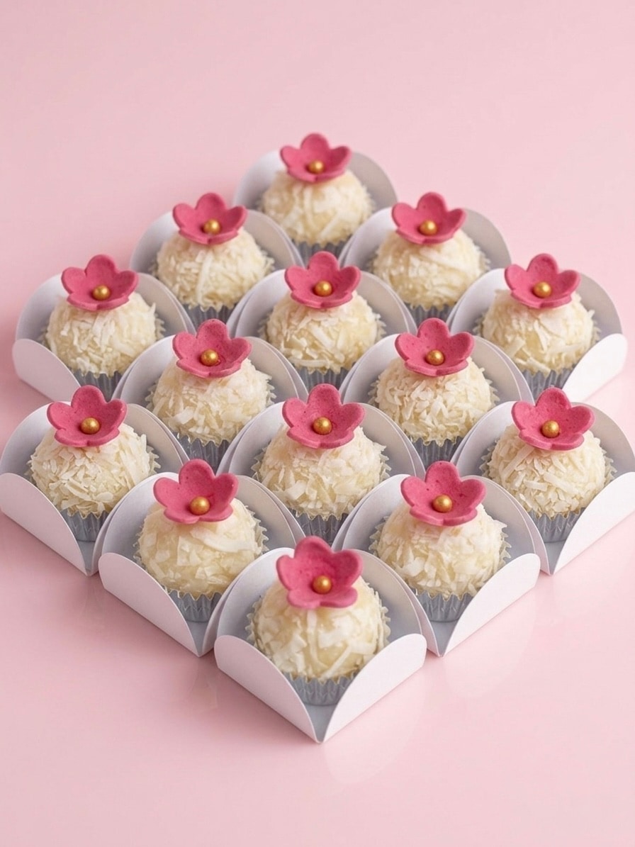 Coconut with pink blossom toppers