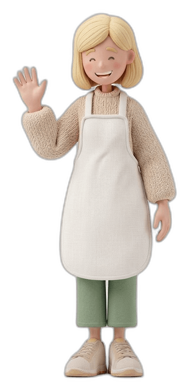 Divine Delights friendly mascot waving hello